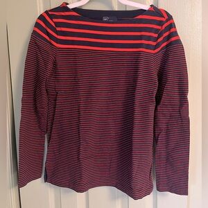GAP Womens Red & Navy Boat Neck Striped Nautical CottonLong Sleeve | Size S